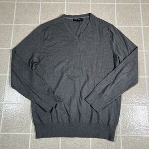 Banana Republic Luxury Blend Silk Cotton Cashmere V-Neck Sweater Gray‎ Medium